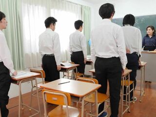 Japanese Schoolgirl Gets Naughty with Teacher on Desk, revealing massive boobs